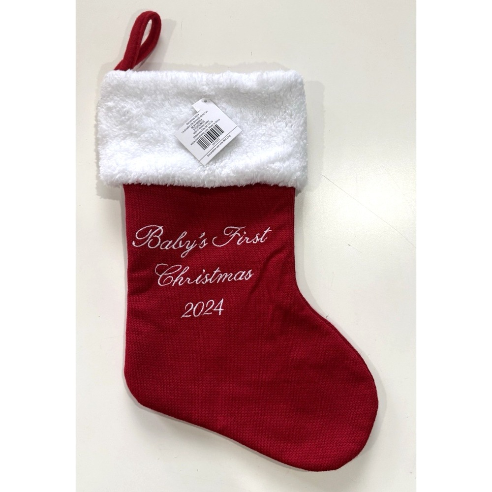 Hobby Lobby Babys First Christmas 2024 Stocking Red White 16 inch NEW